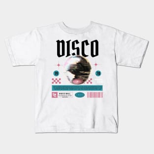 DISCO  - Grainy Mirror Ball (black/pink/teal) Kids T-Shirt